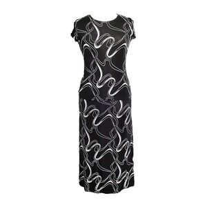 VTG 90s Skirt & Top Set Size Large Black Gray Stretch Knit Boho Artsy Whimsigoth